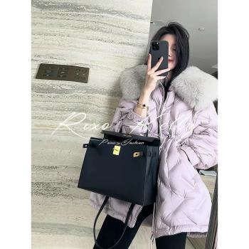RIXO STREET法式冬季新款大毛領中長款羽絨服高級感洋氣加厚外套