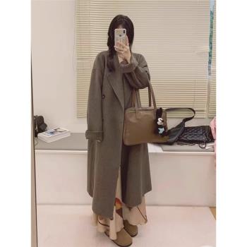 美拉德羊毛呢大衣女2024秋冬季新款雙面呢子羊絨外套小個子高階感