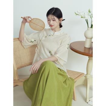 紀雲禾丨梨花落 改良旗袍優雅復古禪意女裝上衣新中式國風套裝夏