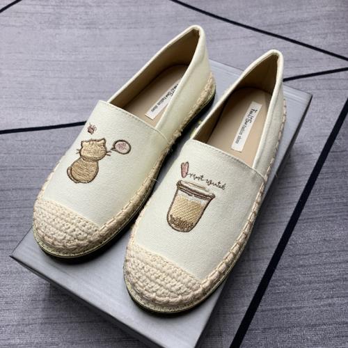 漁夫鞋女2025年春季新款休閑平底孕婦鞋懶人一腳蹬草編厚底單鞋女