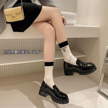 一腳蹬高跟樂福鞋英倫風鬆糕厚底