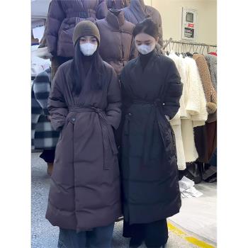 設計韓秀家長款修身立領羽絨服