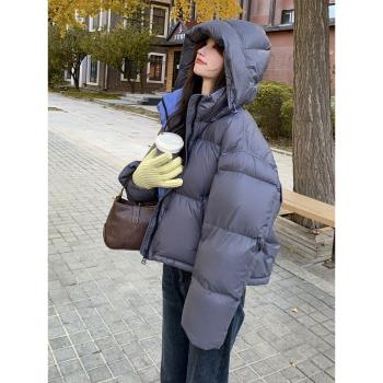 短款羽絨服女2024冬季新款今年流行小個子加厚連帽90白鴨絨麵包服