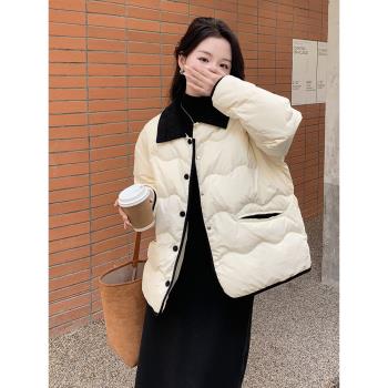 歐貨短款輕薄羽絨服女款小個子2024年冬季新款小香風翻領爆款外套