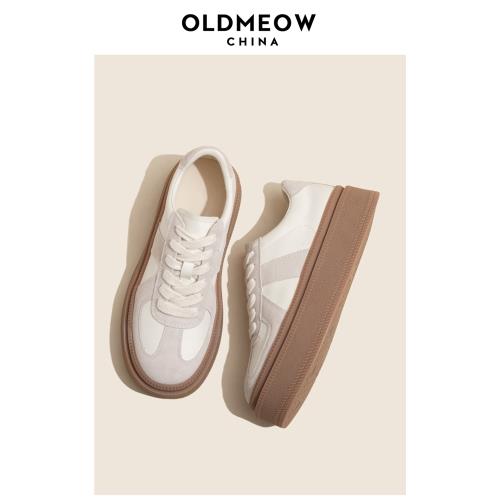 老喵的店 2025新款ins潮厚底休閑鞋女春季百搭運動鞋復古德訓鞋