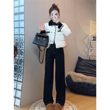 小香風輕薄款羽絨服女冬季新款加厚保暖撞色短款麵包服外套大衣