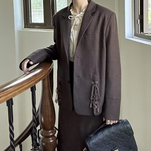 軟軟的露西 -總裁姐姐- 氣質老錢風高質感原創美拉德西裝條紋外套