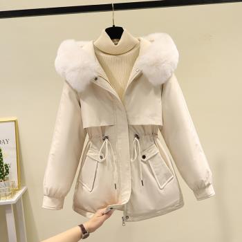 派克服女加絨加厚棉服外套2024年冬裝新款韓版小個子收腰羽絨棉衣