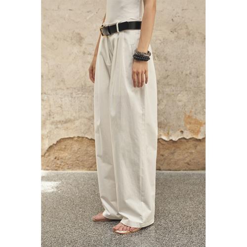 DOTDOTDOT2025夏季白色復活款高織高密挺括寬松直筒闊腿褲女