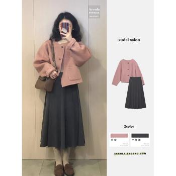 秋裝搭配一整套小香風外套上衣半身裙兩件套女今年流行漂亮套裝裙