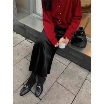 h扣樂福鞋女2025新款真皮百搭英倫風小皮鞋女款一腳蹬平底單鞋女