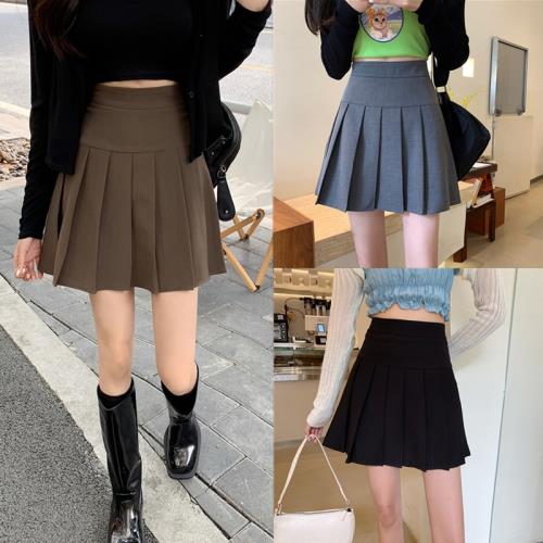 顯腿長高腰百褶裙女胖mm學院風短裙大碼a字半身裙設顯瘦皺褶裙子