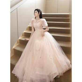 香檳色晚禮服裙仙女長款日常女宴會氣質畢業party 生日主持人學生