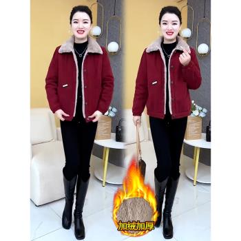 加絨加厚棉服女士2024冬季新款高階別致保暖棉襖中年媽媽時尚棉衣