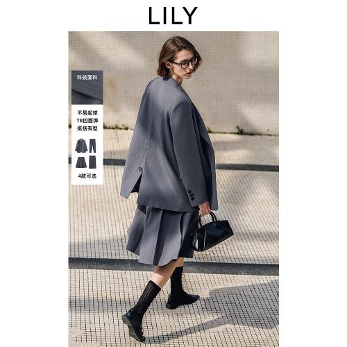 LILY秋新款女裝格雷系高智感氣質高級通勤商務女西裝外套秋冬