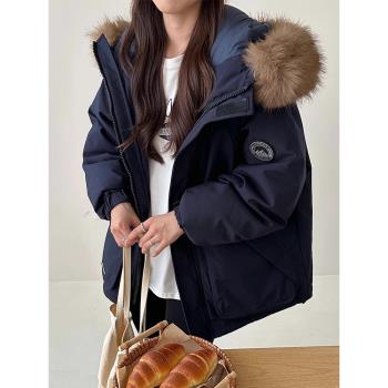女冬季寬松中長款外套羽絨棉服