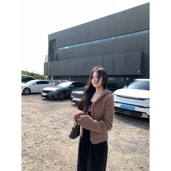 alex stevens羊羔毛外套女針織衫春秋短款加厚保暖開衫上衣毛茸茸