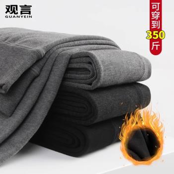 大碼加絨打底褲女高腰收腹螺紋棉豎條紋加厚一體褲顯瘦保暖踩腳褲