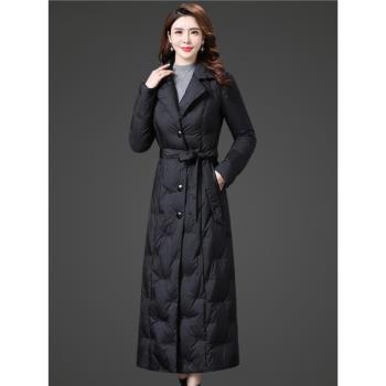羽絨棉服女中長款新款繡花冬季韓版長款過膝大碼時尚今年流行外套