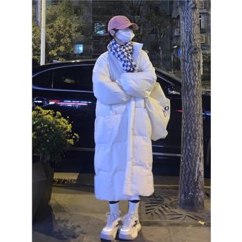 白色長款羽絨服女2023冬季新款高階感小個子加厚過膝90白鴨絨外套