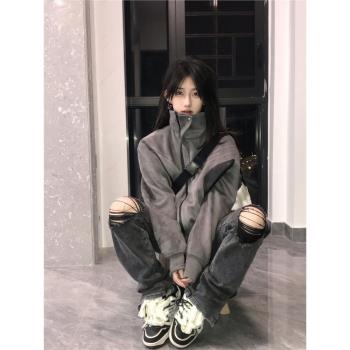vintage復古麂皮絨飛行員棒球服
