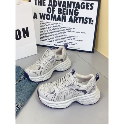 顯腳小厚底老爹鞋女2025春季新款百搭網面透氣運動鞋休閑跑步鞋子