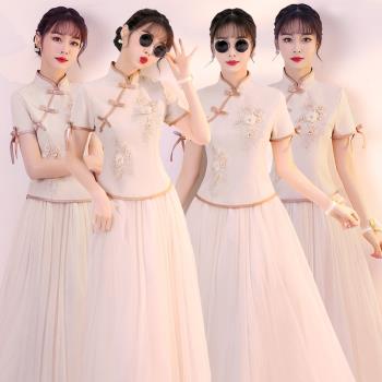 中國風伴娘團姐妹裙結婚禮服短袖