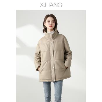 2024年秋冬新款真皮羽絨服女士時尚中長款皮衣海寧綿羊皮保暖外套