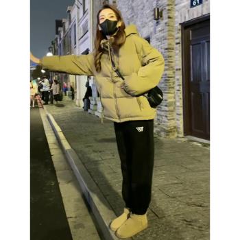短款羽絨服女2023冬季新款小個子加厚連帽時尚爆款90白鴨絨麵包服