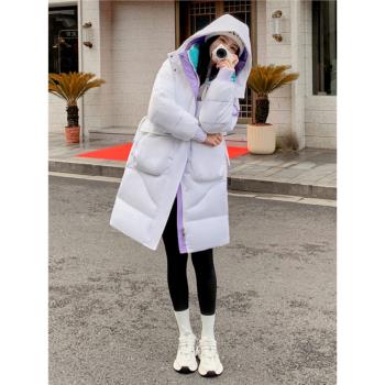 中長款寬松拼接學生外套羽絨棉服