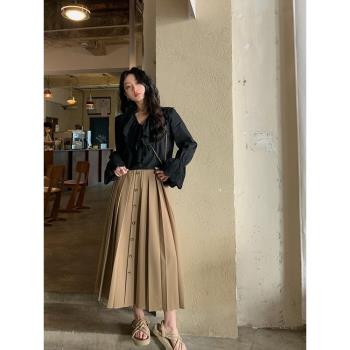 中長款設計感小眾遮跨百褶半身裙