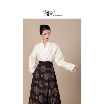隨時anytime 紫氣東來改良漢服飛機袖2024年冬季國風襯衫上衣女款