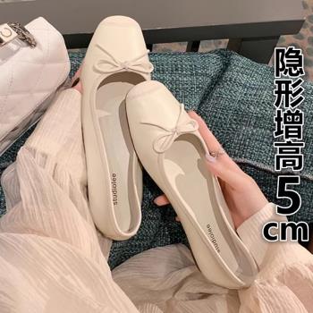 香港方頭蝴蝶結內增高芭蕾舞鞋