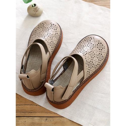 夏季鏤空透氣羅馬鞋包頭中空厚底網眼洞洞鞋森系復古文藝2025涼鞋