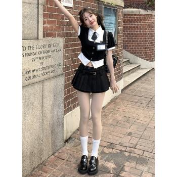 假日來信學院風甜辣純欲假兩件襯衫女獨特上衣超好看東京歲時記JK