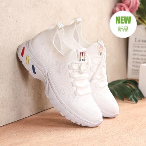 2025春秋新款飛織透氣百搭舒適軟底運動輕便平底休閑跑步健步女鞋