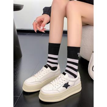 星星韓國春季新款厚底休閑小白鞋