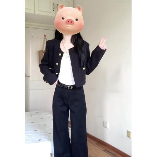 黑色法式小香風短款外套女春秋季氣質高級感學院風小個子夾克上衣