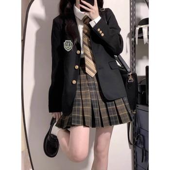 黑色西裝外套女2024新款春秋花千豬jk套裝制服學院今年流行小西服