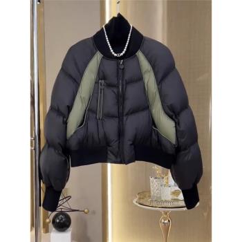高階感短款撞色韓版外套羽絨服