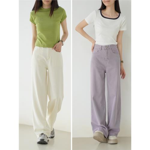 高個子穿 五個顏色 薄軟垂墜直筒顯瘦闊腿褲 女士寬松牛仔褲春夏k