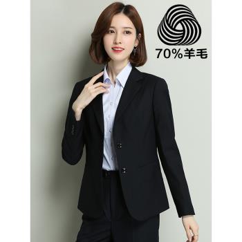 西裝女套裝秋冬羊毛西服外套高檔時尚修身顯瘦商務通勤職業裝正裝