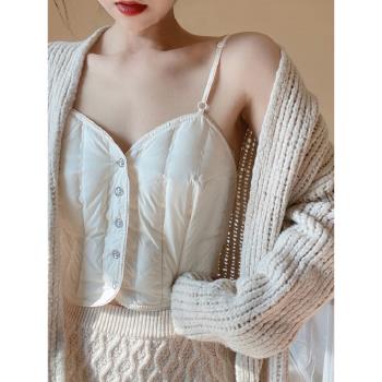 2024年新款秋冬白鴨絨馬夾短款內膽羽絨服時尚輕薄內穿羽絨馬甲女