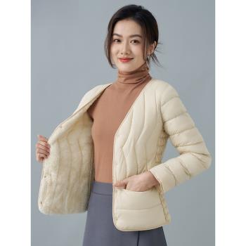 冬季新款羽絨棉服女內膽短款大碼棉襖修身加厚加絨保暖媽媽款外套