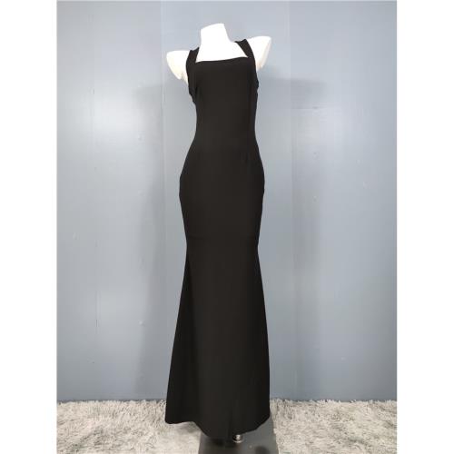 外貿單法式爛漫方領名媛御姐高雅性感露背小眾特色個性顯瘦連衣裙