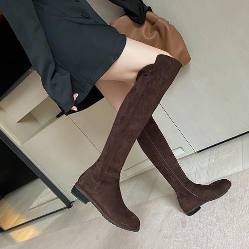5050平底過膝長靴女高筒拉鏈時尚彈力靴秋冬顯瘦增高過膝蓋長筒靴