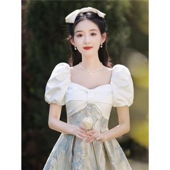 法式晚禮服女高階感輕奢小眾成人禮訂婚宴會連衣裙小個子平時可穿