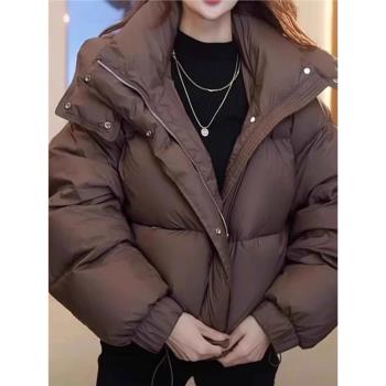 美拉德咖色高階感羽絨外套麵包服