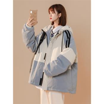 連帽羽絨服女學生冬季胖mm白鴨絨棉服寬松大碼200斤保暖棉襖外套