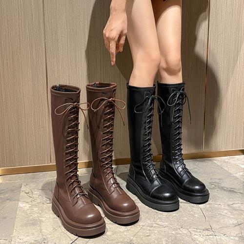 騎士靴女2025冬季新款長筒靴厚底長靴粗腿大筒圍高筒靴不過膝靴子